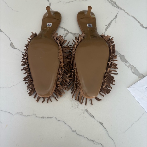Larroude Tan Fringe Mules SOLD OUT - Picture 2 of 3